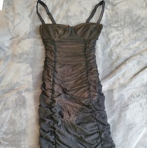Majorelle betty midi dress black sheer and nude size xs